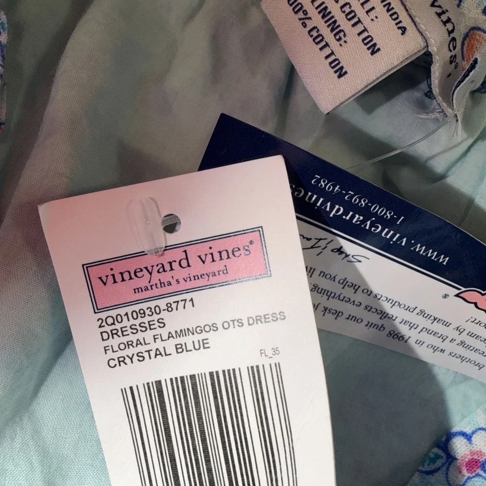 NWT  Vineyard Vines Floral Flamingo flock Off‎ Shoulder Mini Dress Size Small